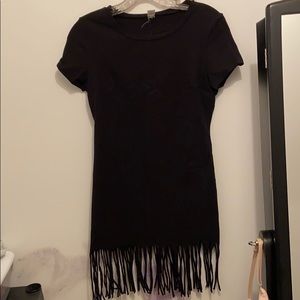 black fringe dress